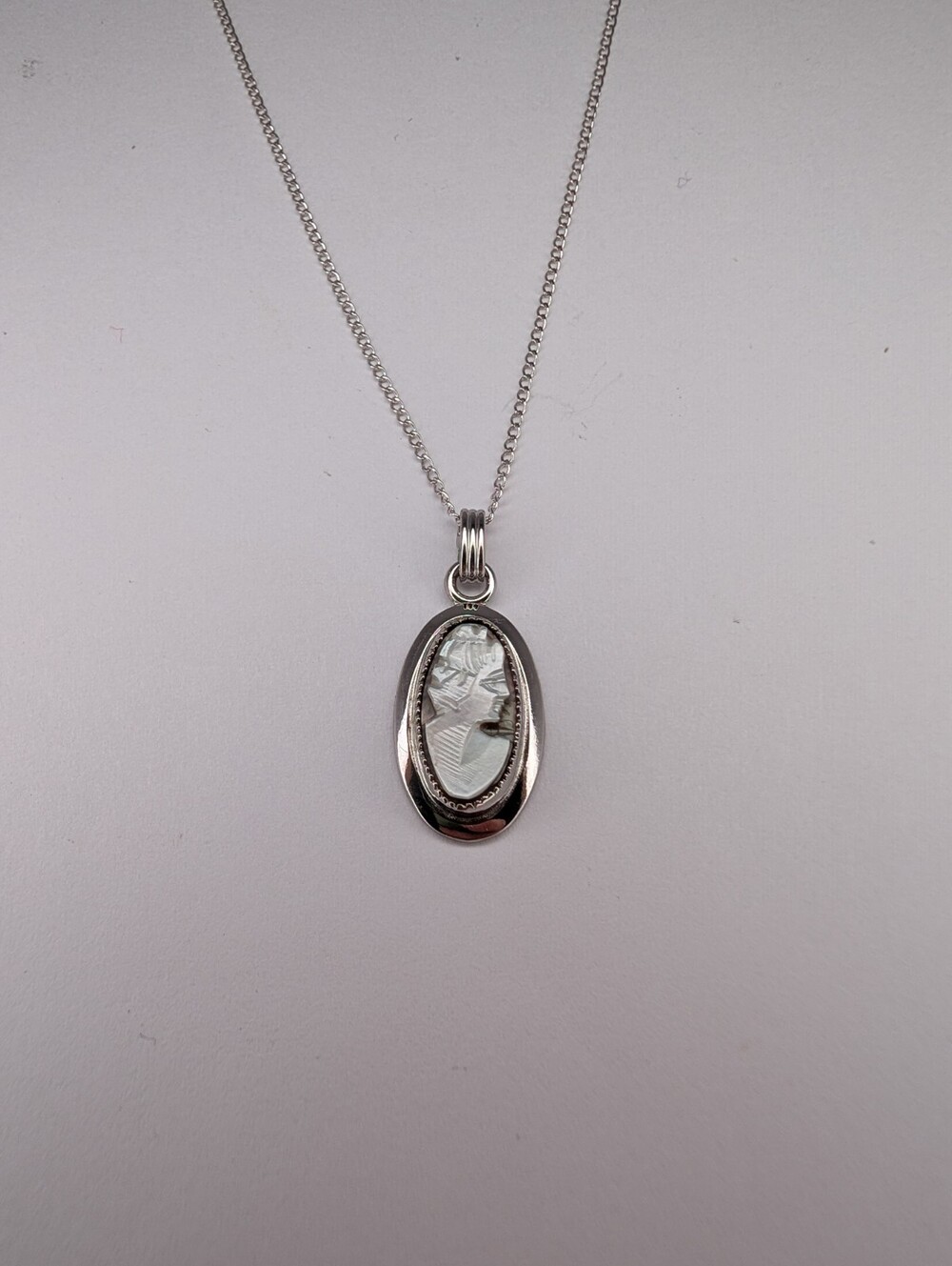 vintage sarah coventry Sterling Silver Cameo Pendant Necklace